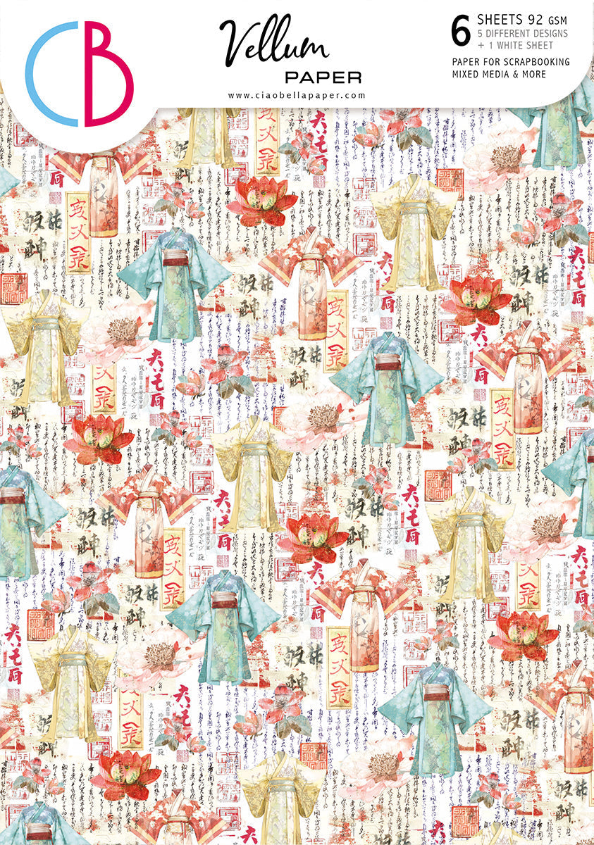 Papier Vellum « Pays du soleil levant » Motifs A4 6/Paquet
