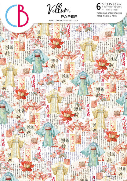 Papier Vellum « Pays du soleil levant » Motifs A4 6/Paquet