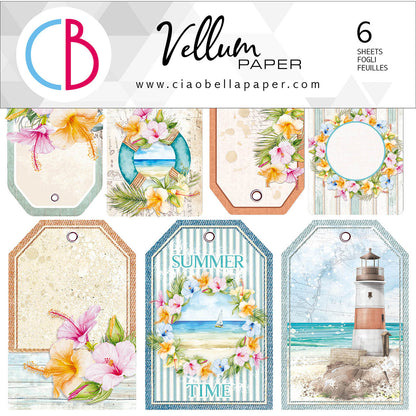 Ciao Bella Vellum Brise d'Été Fussy Cut 6"x6" 6/Paq