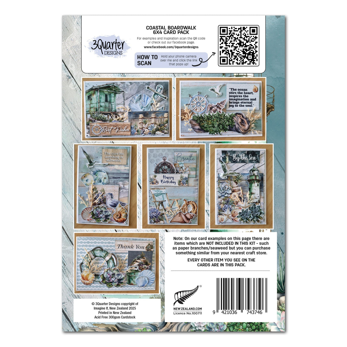 3Quarter Designs Coastal Boardwalk 6x4 Card Pack