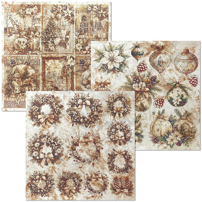 Papier de luxe perle cuivre et vélin paquet double MIXTE 6/paquet saison d'hiver