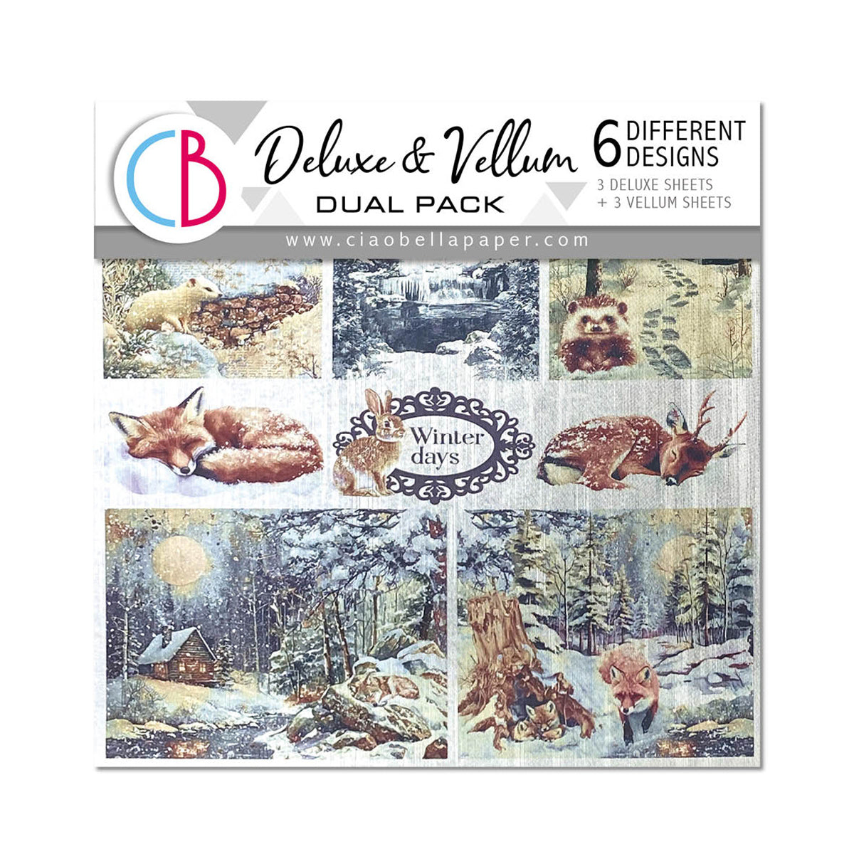 Lot de 6 papiers de luxe, argenté et vélin, double épaisseur, contes de la forêt