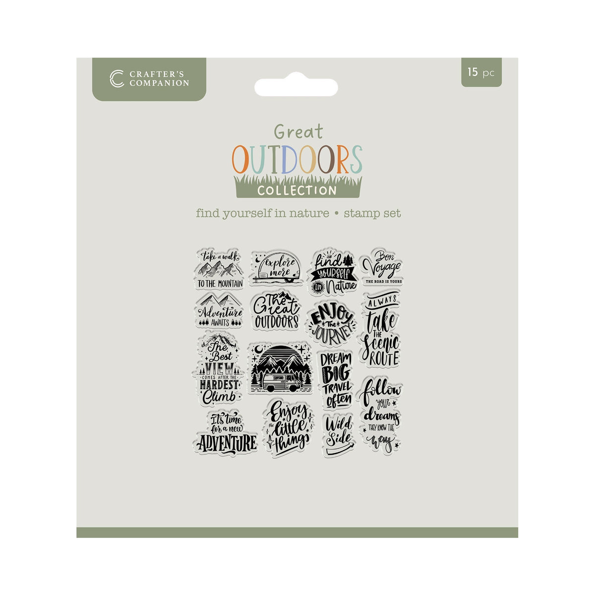 Crafters Companion Tampons acryliques transparents The Great Outdoors - Retrouvez-vous dans la nature