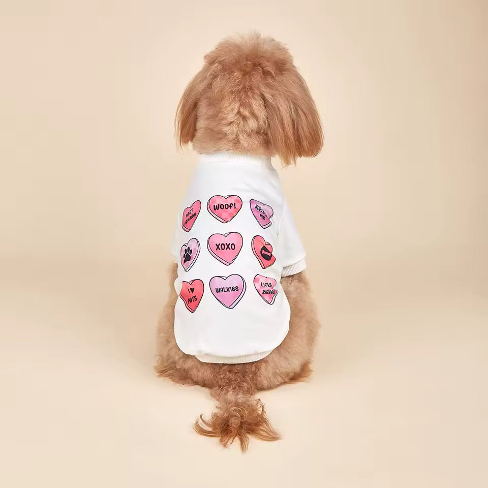 Valentine Hearts Dog Tee – Cute Love Print Pet Shirt