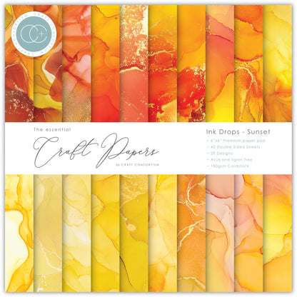 Bloc de papiers Premium Craft Consortium Ink Drops - Sunset 6x6