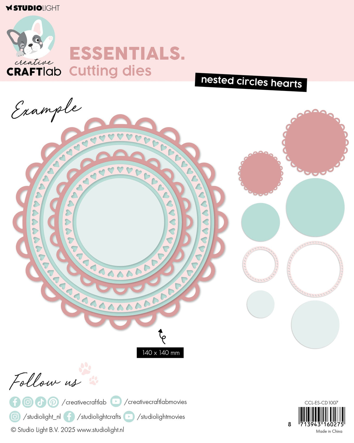 CCL Cutting Die Nested Circles Hearts Essentials 8 Pieces