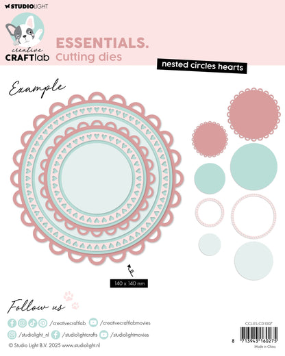 CCL Cutting Die Nested Circles Hearts Essentials 8 Pieces