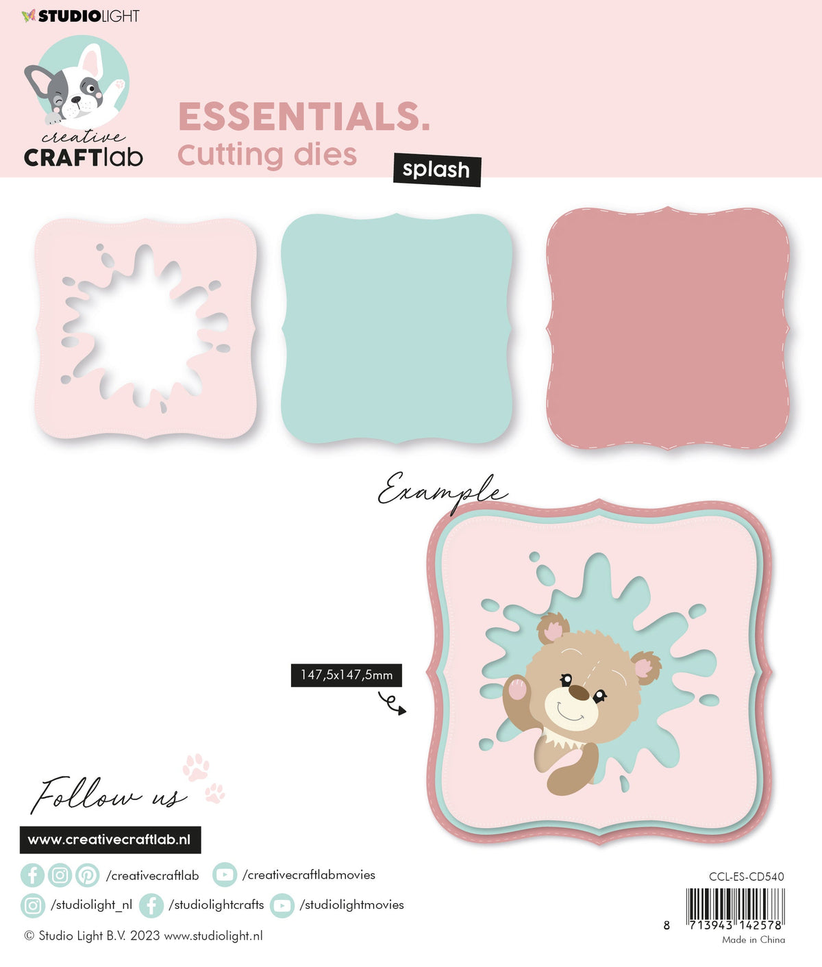 CCL Matrices de découpe Carré Splash Essentials 150x150x1mm 7.87x6.69x0.04 pouces 4 pièces n°540