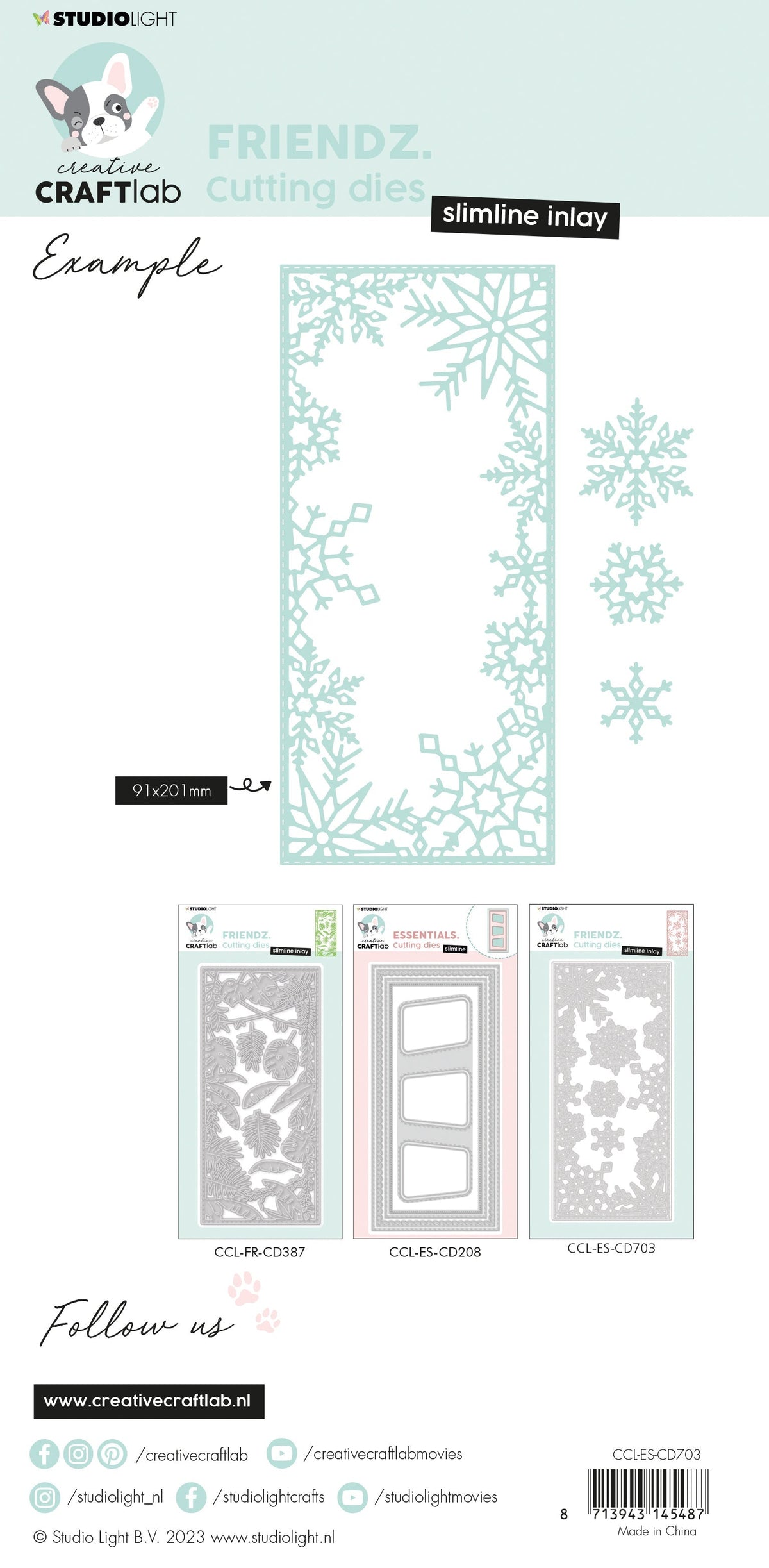 CCL Matrice de découpe Slimline Inlay Essentials 95x205x1mm 4 pièces n°703