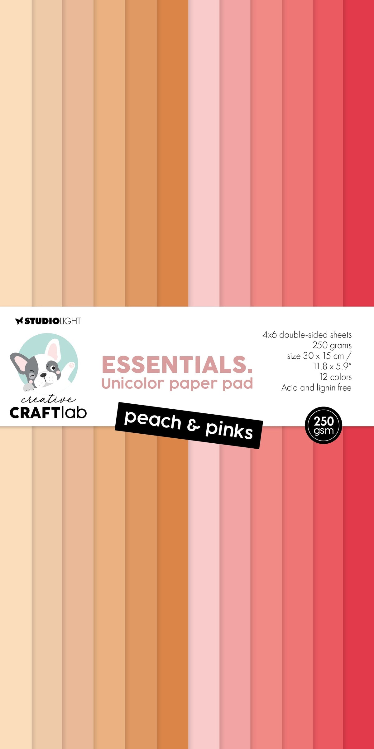 Unicolor Peach & Pink Scrapbooking Paper Pad, 24 Sheets
