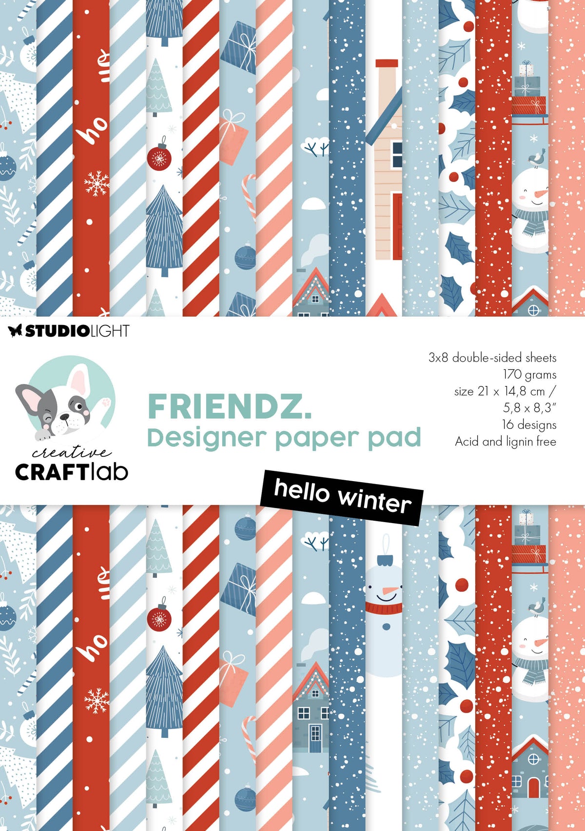 Bloc de papier design CCL Hello Winter Friendz 210x148x9mm 24 feuilles