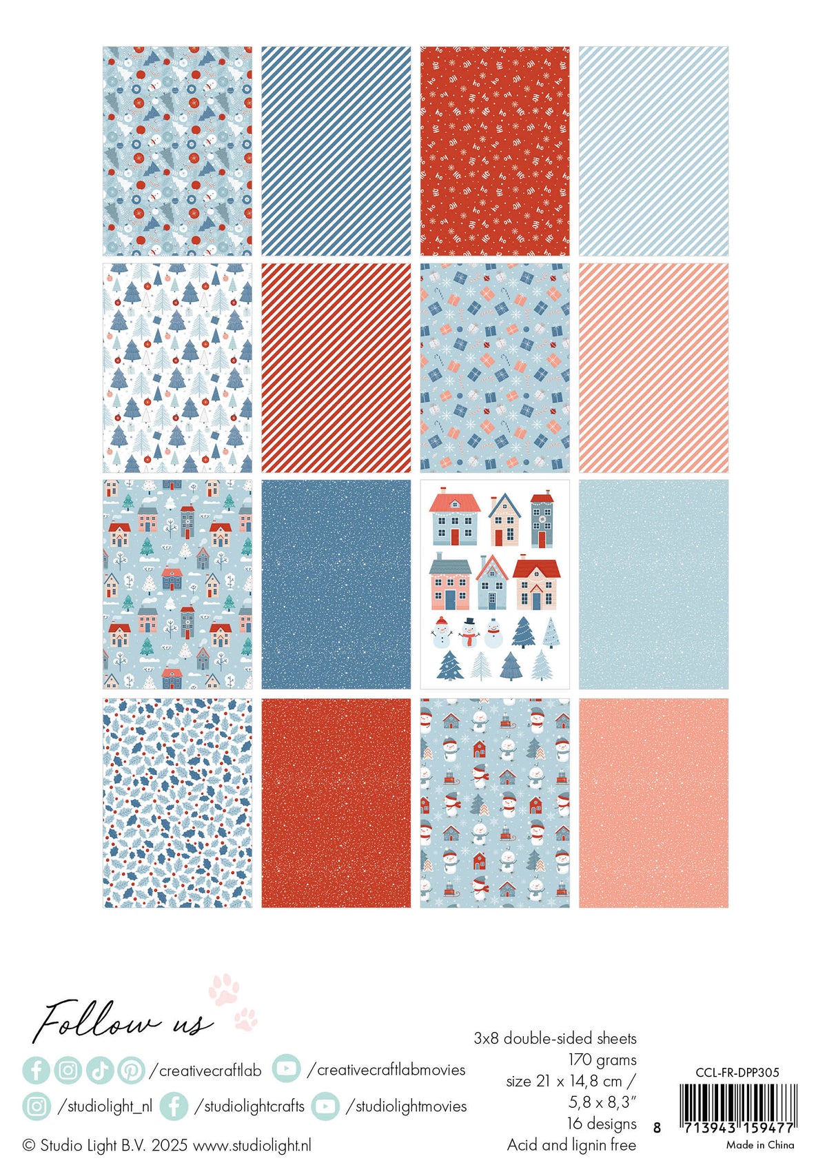 Bloc de papier design CCL Hello Winter Friendz 210x148x9mm 24 feuilles