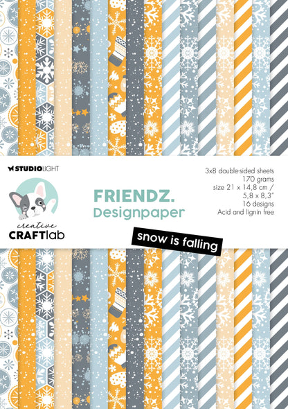 Bloc de papier CCL Snow Is Falling Friendz 210x148x9mm 24 feuilles n°122