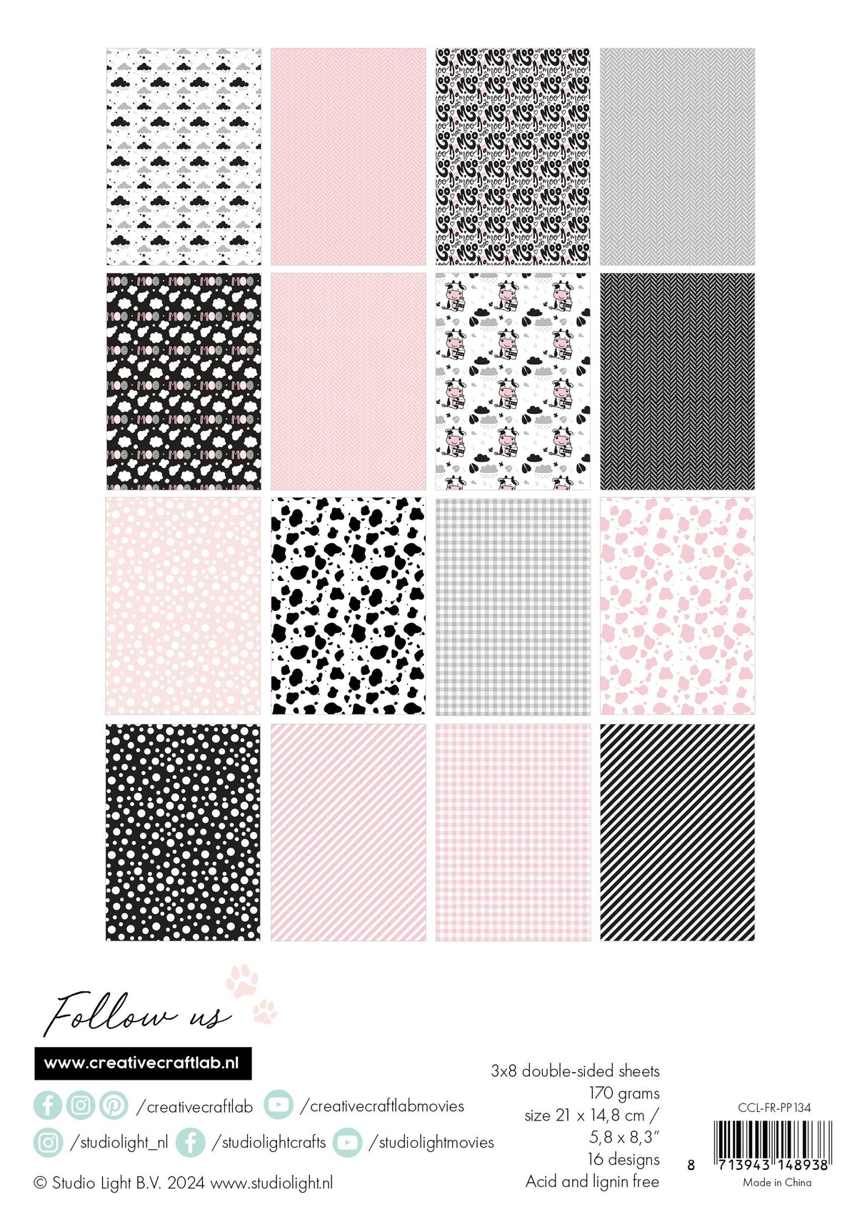 Bloc de papier CCL motifs animaux de la ferme 24 feuilles
