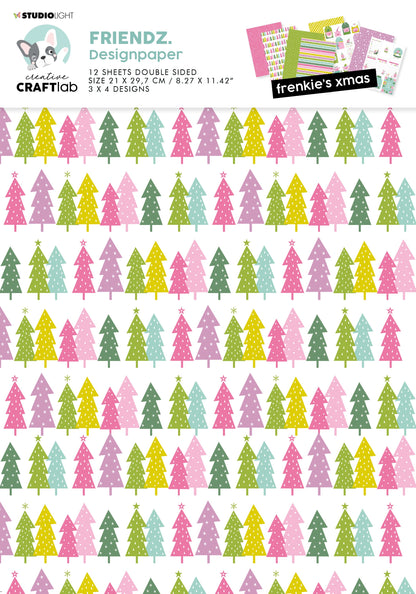 Assortiment de papiers CCL Frenkie's Xmas Friendz 210x297x3mm 12 FEUILLES n°16