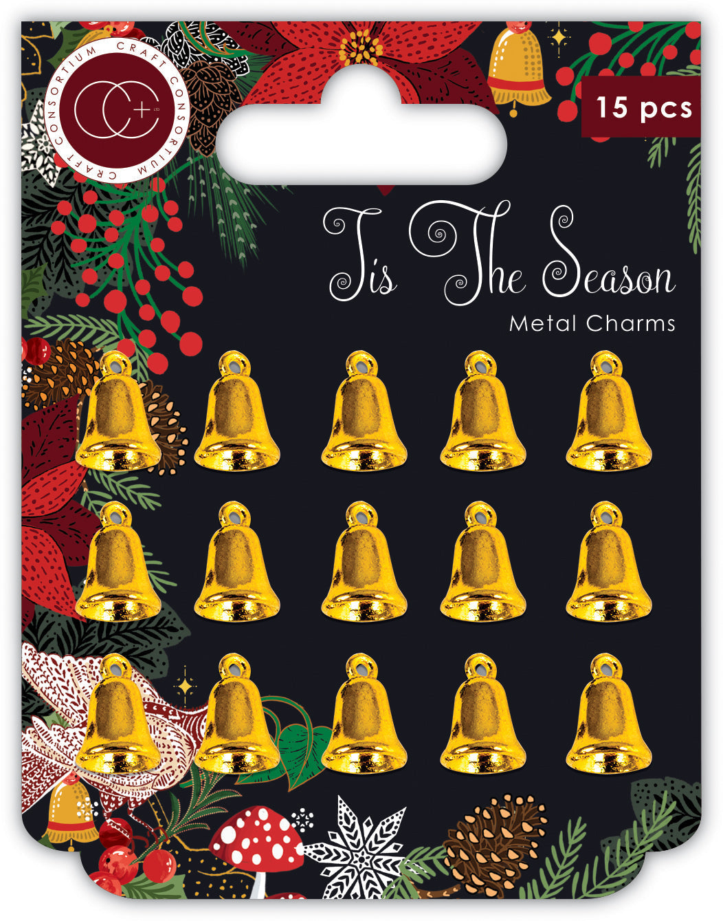 Craft Consortium Tis the Season - Breloques métalliques - Clochettes dorées
