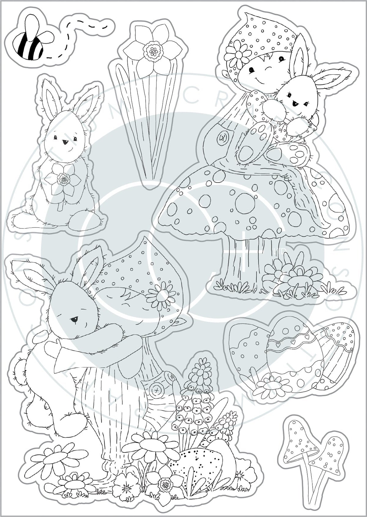 Craft Consortium Let Spring Begin - Set de tampons - Lapin