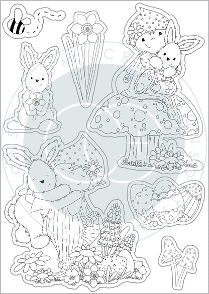 Craft Consortium Let Spring Begin - Set de tampons - Lapin