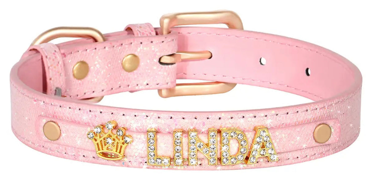 Collier pour chien Rose Crown Name | Collier pour chien personnalisé