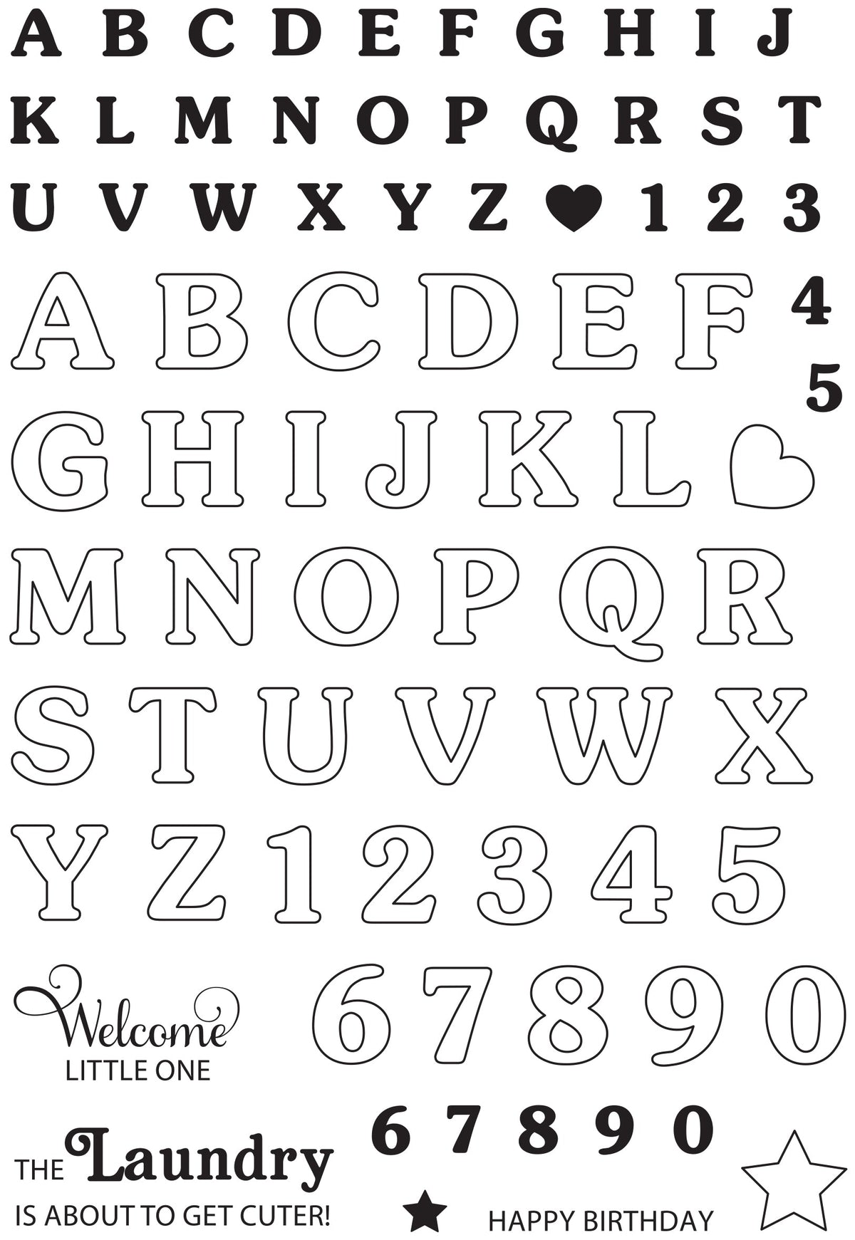 Creative Expressions Sue Wilson Mini Bunting Alphabet Lot de tampons transparents 6 x 8 po