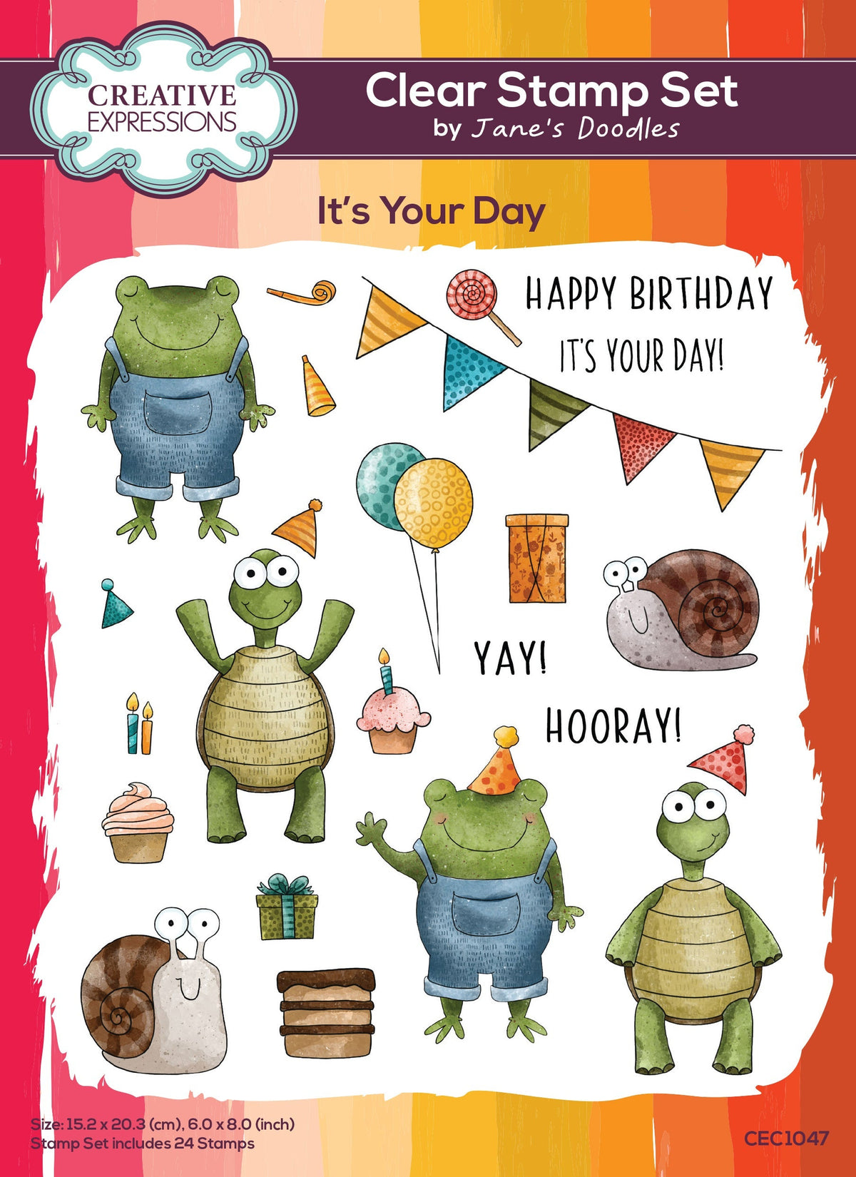 Creative Expressions Jane's Doodles It's Your Day Lot de tampons transparents 6 x 8 po