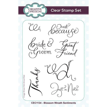 Creative Expressions Blossom Wreath Sentiments Lot de tampons transparents 10,16 cm x 15,24 cm