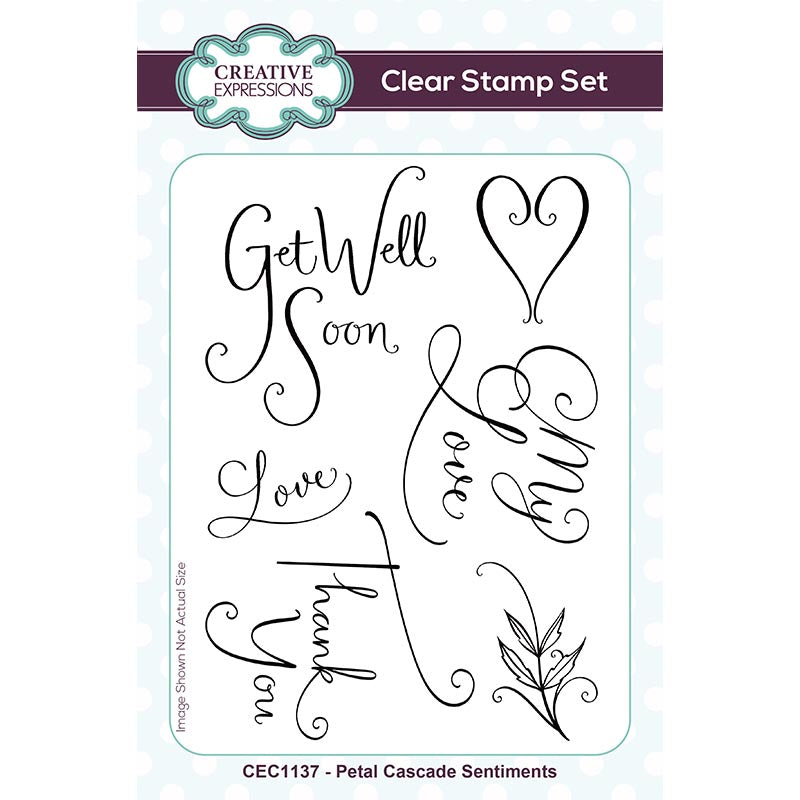 Creative Expressions Petal Cascade Sentiments, lot de tampons transparents 10,16 x 15,24 cm