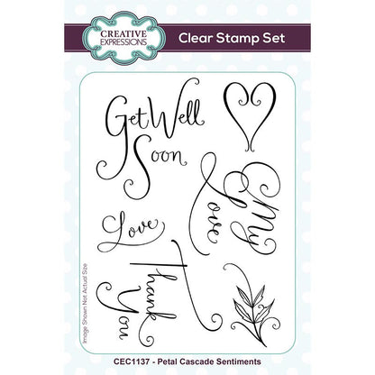 Creative Expressions Petal Cascade Sentiments, lot de tampons transparents 10,16 x 15,24 cm