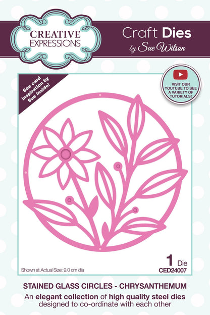 Matrices de découpe Creative Expressions Sue Wilson Stained Glass Circles Chrysanthemum
