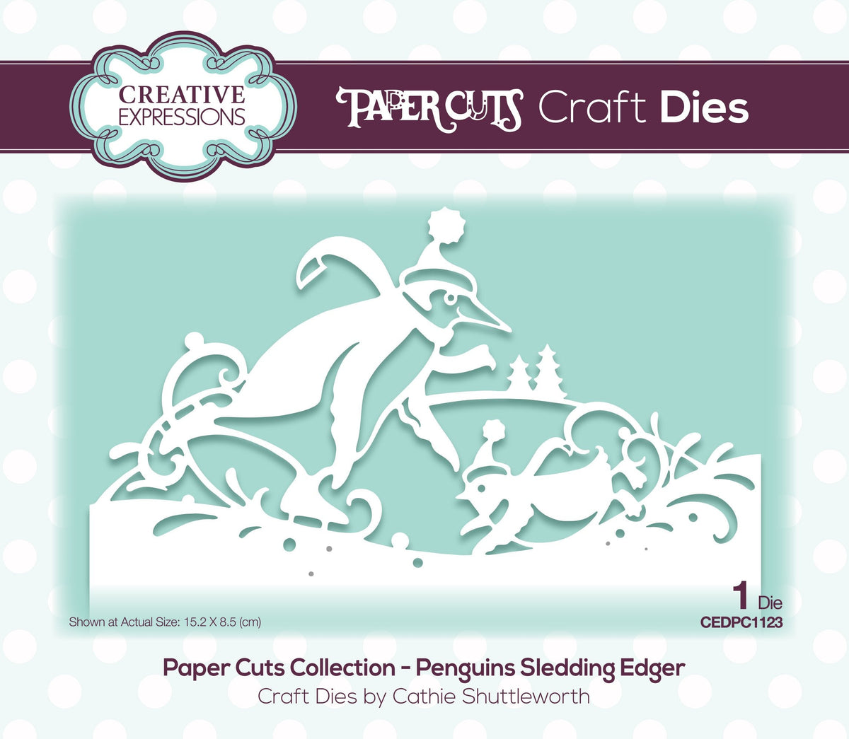 Matrice de découpe pour loisirs créatifs Creative Expressions Paper Cuts Edger Pingouins en luge