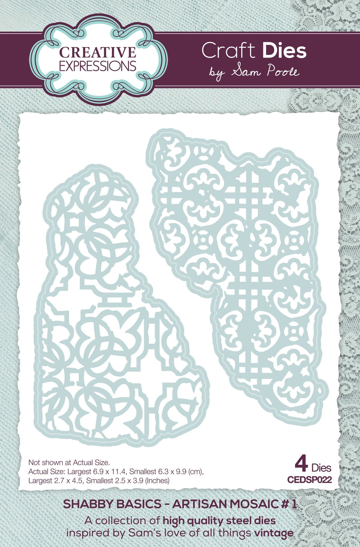 Matrices de découpe Sam Poole Shabby Basics Artisan Mosaic #1 de Creative Expressions