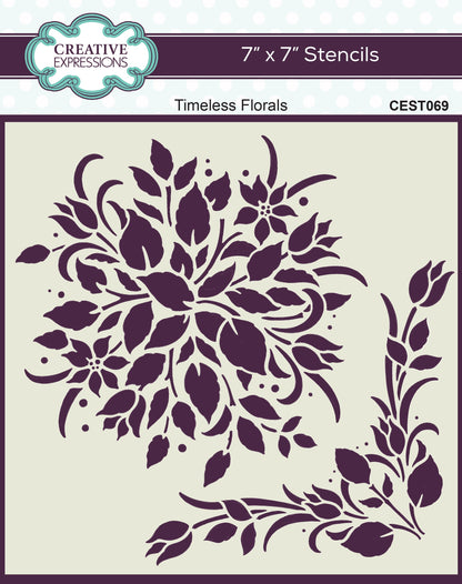 Creative Expressions Pochoir Motifs floraux intemporels 7 po x 7 po