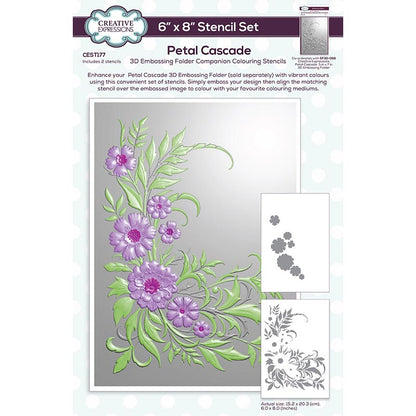 Creative Expressions Pochoirs pour coloriage Petal Cascade Companion 15 x 20 cm Lot de 2