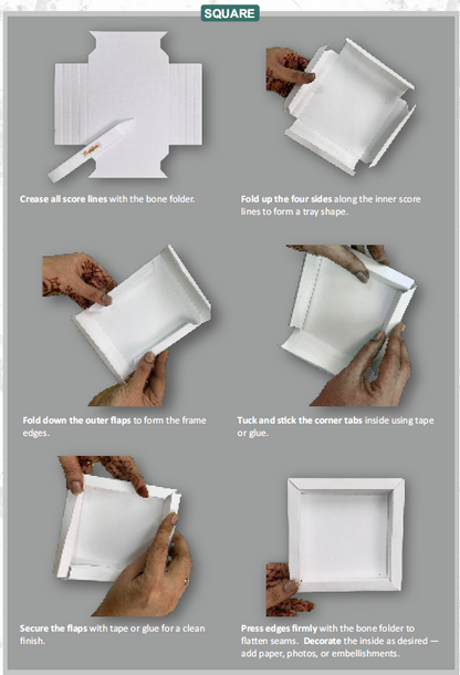 CrafTreat 3D Fold Shapes - Frames White - Square 6pcs
