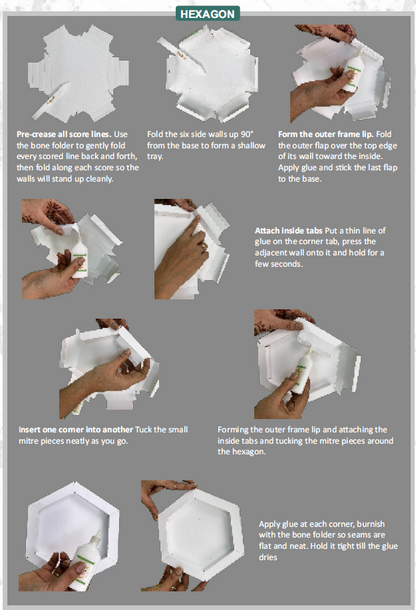 CrafTreat 3D Fold Shapes - Frames White - Hexagon Combo 4pcs