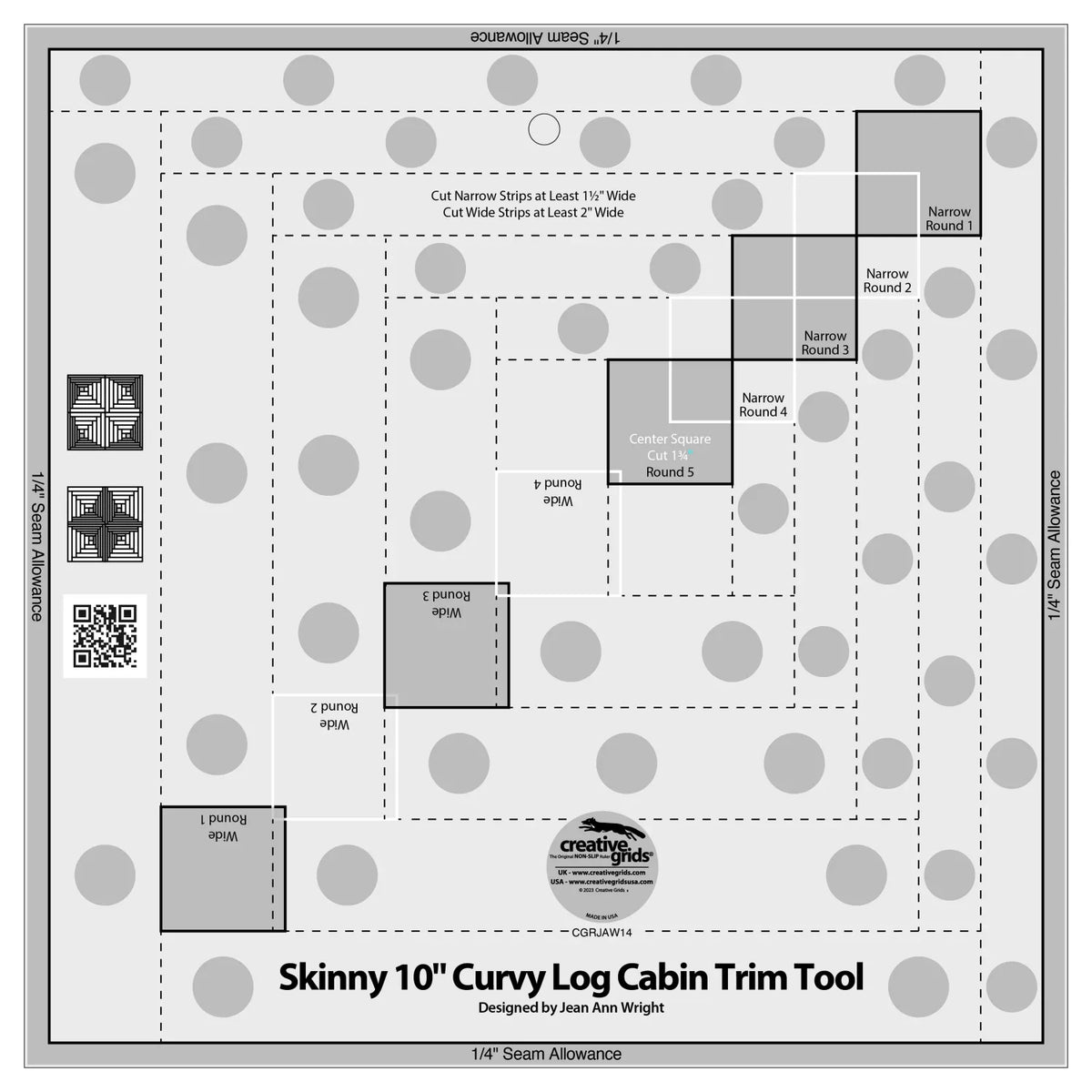 Règle Creative Grids pour gabarit Cabane en rondins 10" skinny curvy