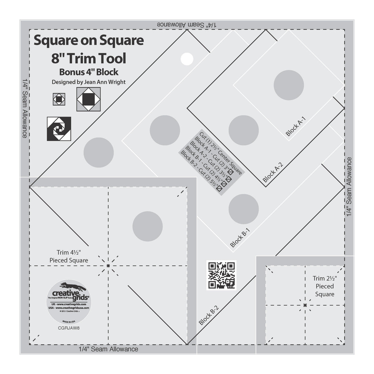 Creative Grids Square on Square Trim Tool - 4" or 8" Finished