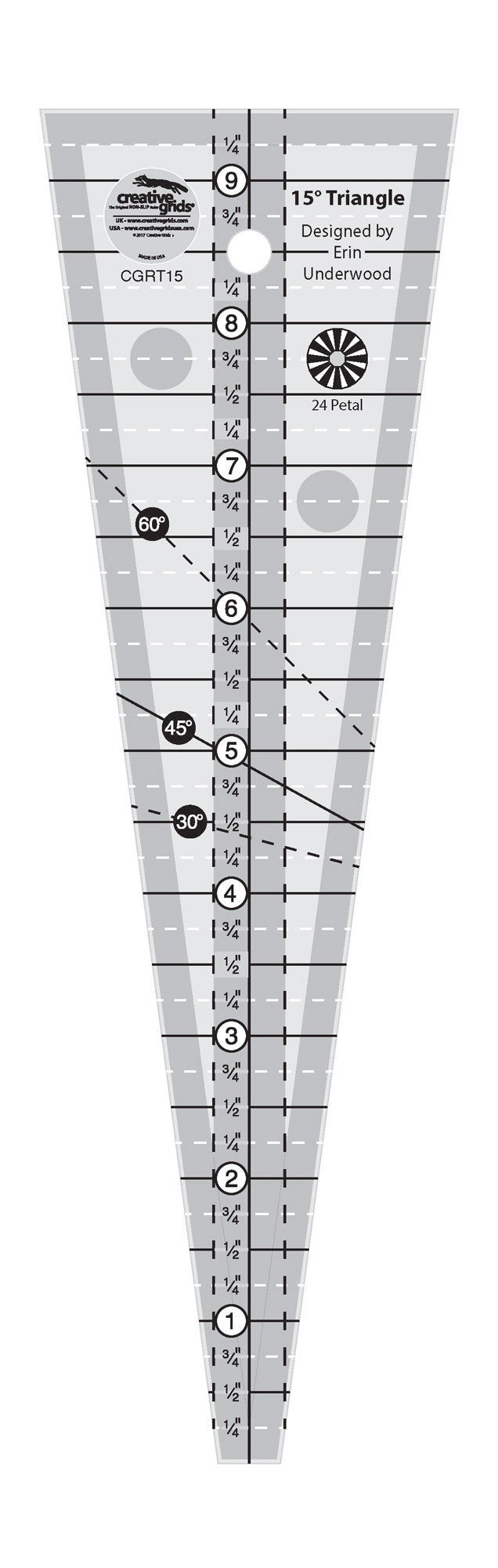 Règle de triangle de 15 degrés Creative Grids