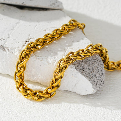 Style CLOVELLY : Bracelet épais à mailles ovales entrelacées