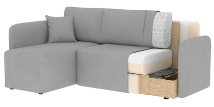 Hadson 3 Seater Storage Sleeper Chaise Sofa - Beige