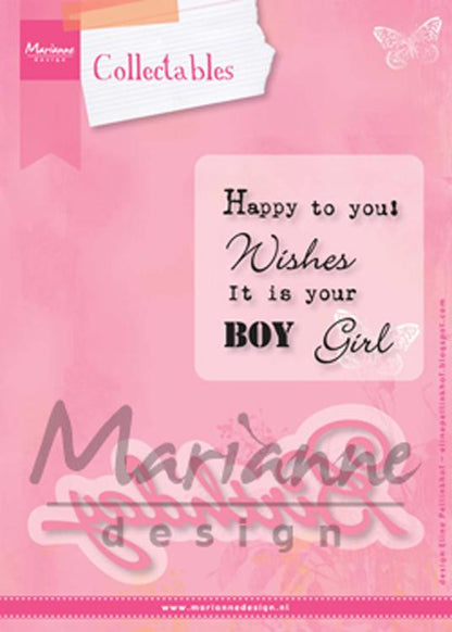 Marianne Design : Matrice de découpe et tampon Collectables - Anniversaire