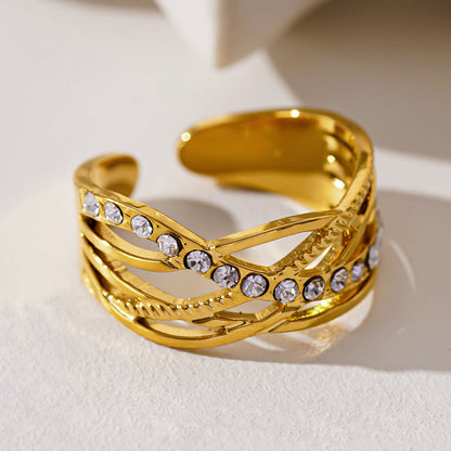 Style CORAZON: Cross Over Multi Stacked Zirconia Embedded Ring