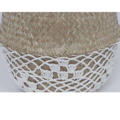 Costa – Panier en herbiers marins avec motif en filet blanc