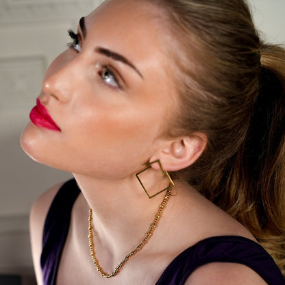 COSTINA : Boucles d'oreilles pendantes et clous à motif géométrique