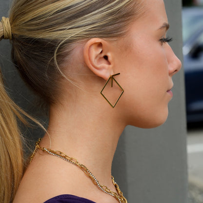 COSTINA : Boucles d'oreilles pendantes et clous à motif géométrique