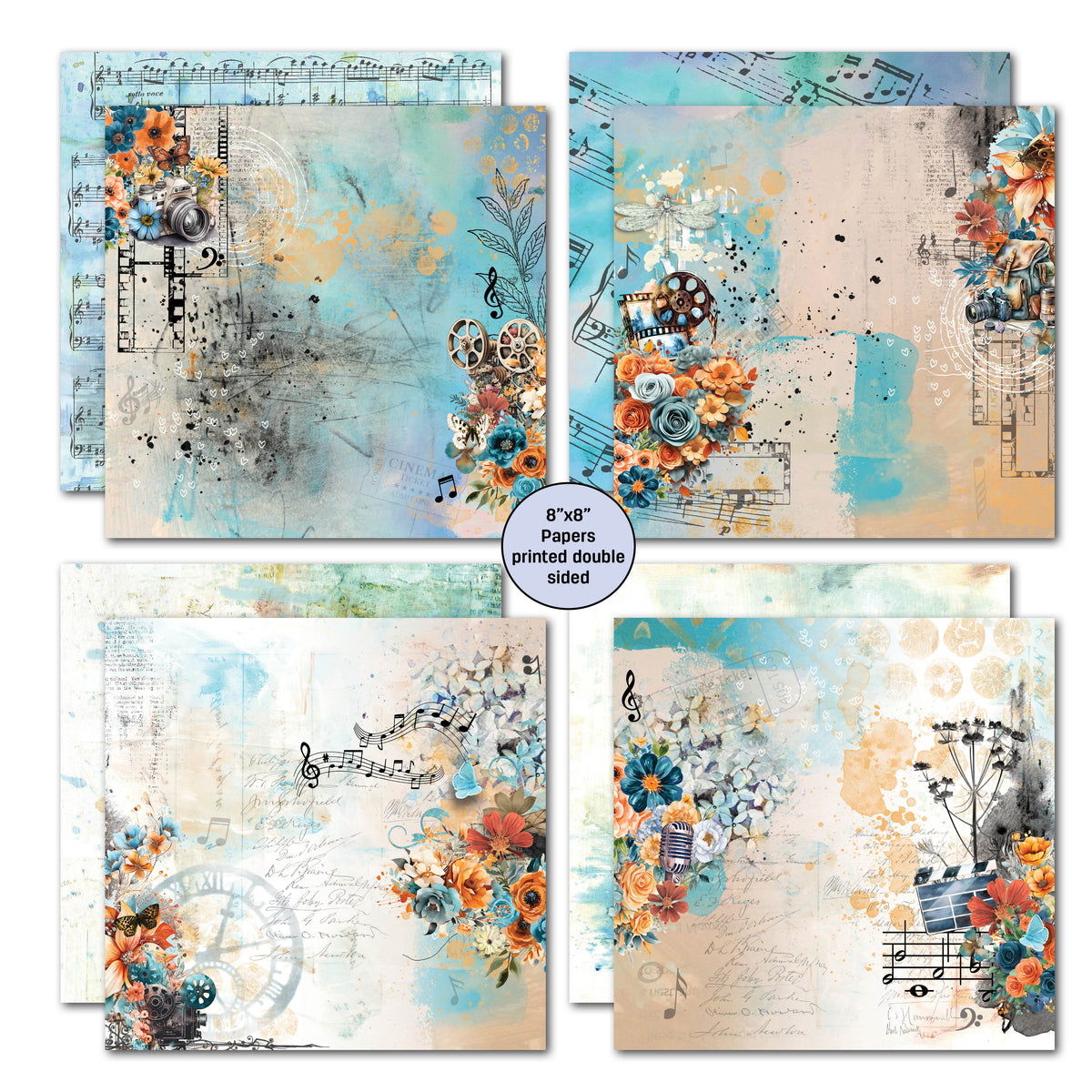 Bloc de papier 3Quarter Designs Cerulean Score 20x20 cm