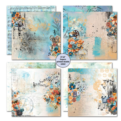 Bloc de papier 3Quarter Designs Cerulean Score 20x20 cm