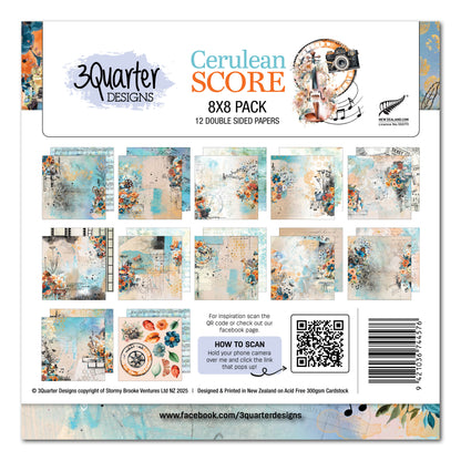 Bloc de papier 3Quarter Designs Cerulean Score 20x20 cm