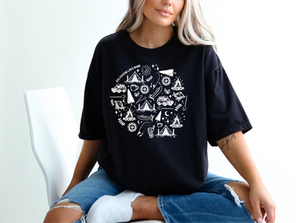T-shirt personnalisé avec icônes de camping | Chemise Lac | Vêtements personnalisés