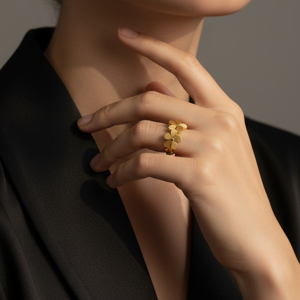 Bague Ajustable Torsadée Fleurie